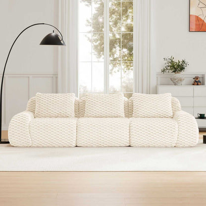 Modern Modular Sectional Sofa for Living Room,Flannelette Fabric,Oversized 3-Seater Couch,boneless sofa,Deep Seat,Buckle connection,Anti-slip Design,No Assembly,Cream - luxuryhomedecoridea.com
