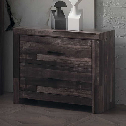 Contemporary Oak Finish Wooden Nightstand Two Drawers Storage Bedroom Furniture 1pc Beside Table Plank Pattern - luxuryhomedecoridea.com