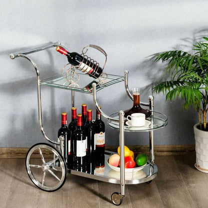 Kitchen Rolling Bar Cart with Tempered Glass Suitable for Restaurant and Hotel - luxuryhomedecoridea.com