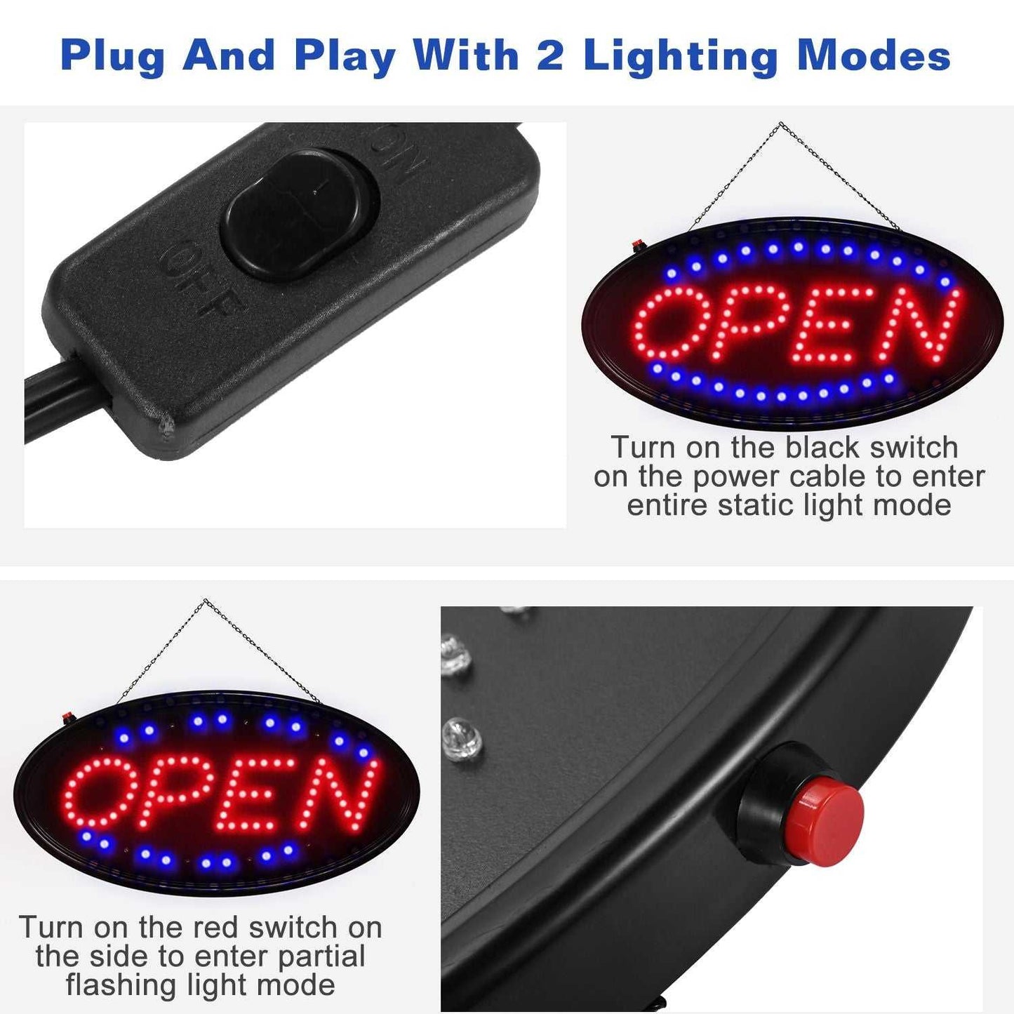 Led Open Signs for Business, 18.9 x 8 inch Large Open Sign, Ultra Bright Neon Open Sign LED open sign can reach up to 100,000 hours - luxuryhomedecoridea.com