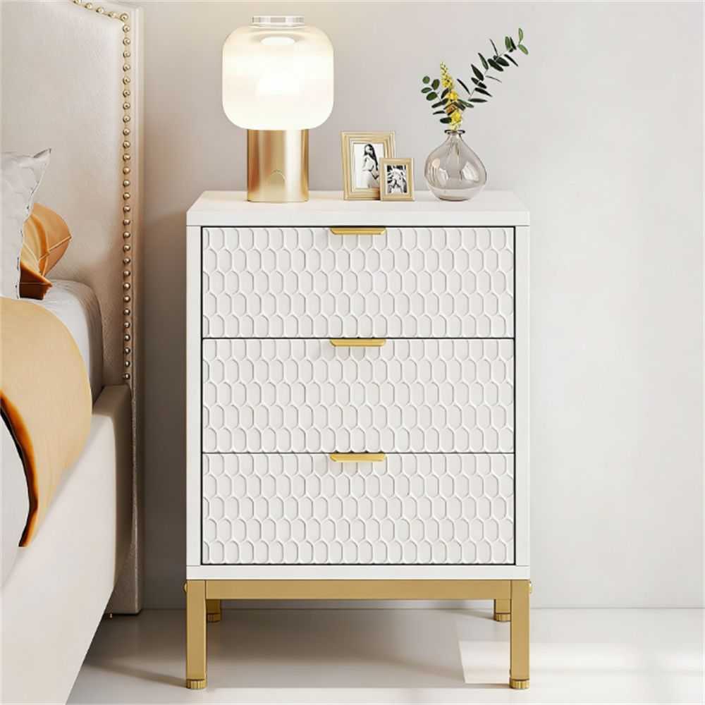 Modern bedside table, Nightstand, high bedside table with multiple drawers, with storage - luxuryhomedecoridea.com