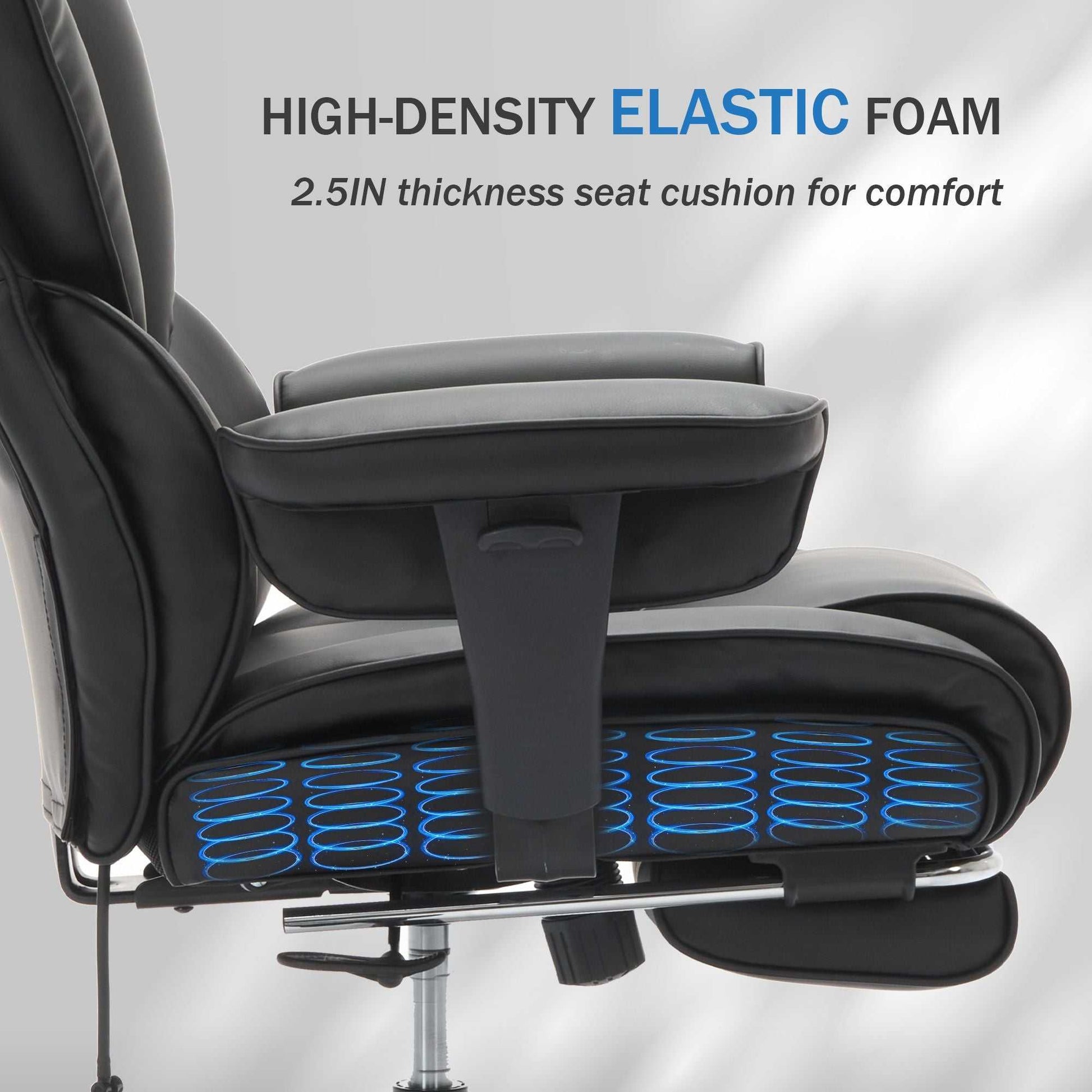 Office Chair with Foot Rest and Waist Lumber Support, Ergonomic Gaming Chair with Adjustable Height Headrest, High-Back Leather Reclining Chair for Home, Black - luxuryhomedecoridea.com