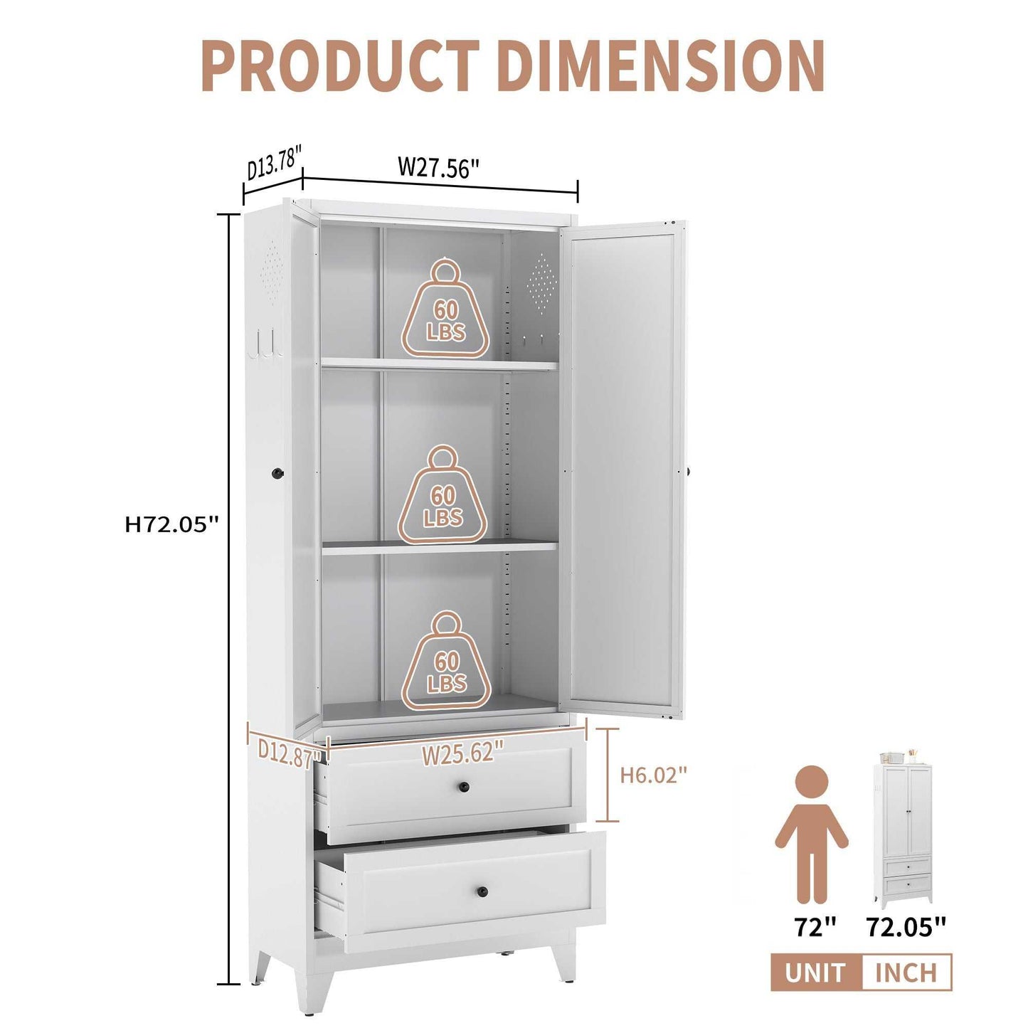 72 Inch White Pantry Cabinet with 2 Drawers, Freestanding Kitchen Storage Cabinet with Adjustable Shelves, Heavy-Duty Organizer for Spices, Dishware, Small Appliances in Kitchen, Pantry, Dining Room - luxuryhomedecoridea.com