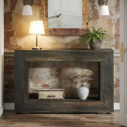 Farmhouse Console Table, Rustic Wood Entryway Sofa Table with Storage - luxuryhomedecoridea.com