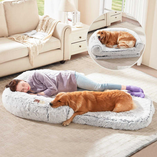 Human Dog Bed, 71"x43"x12" Dog Beds for Large Dogs, Foldable Plush Washable Dog Bed for People Doze Off, Orthopedic Dog Beds for Humans Size Fits You and Pets - luxuryhomedecoridea.com