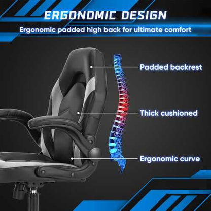 Ergonomic Office Computer Home Gaming Desk Chair Adjustable PU Leather Racing Chair Flip-up Armrest For Christmas Furniture - luxuryhomedecoridea.com