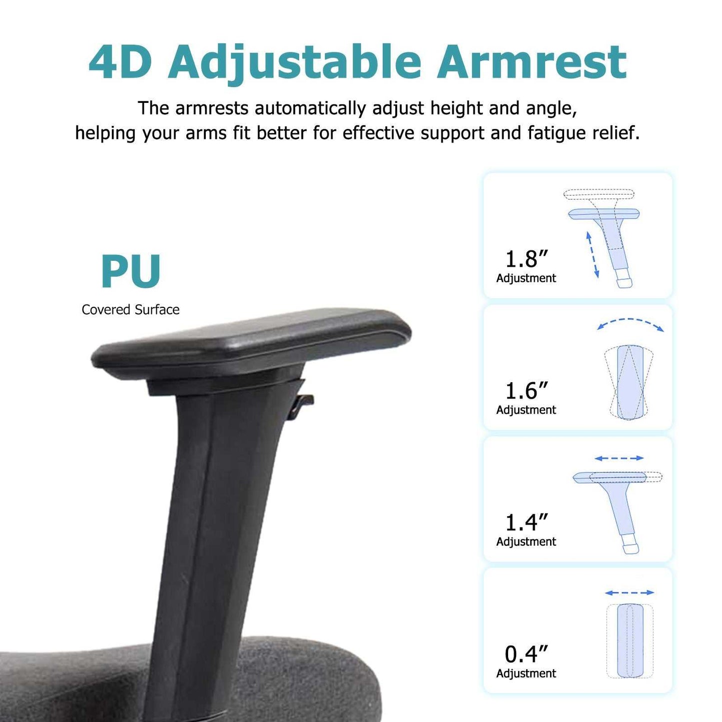 Ergonomic Mesh Office Chair with Adjustable Headrest and Lumbar Support, Breathable Back Design for Home and Office Use 8322H - luxuryhomedecoridea.com