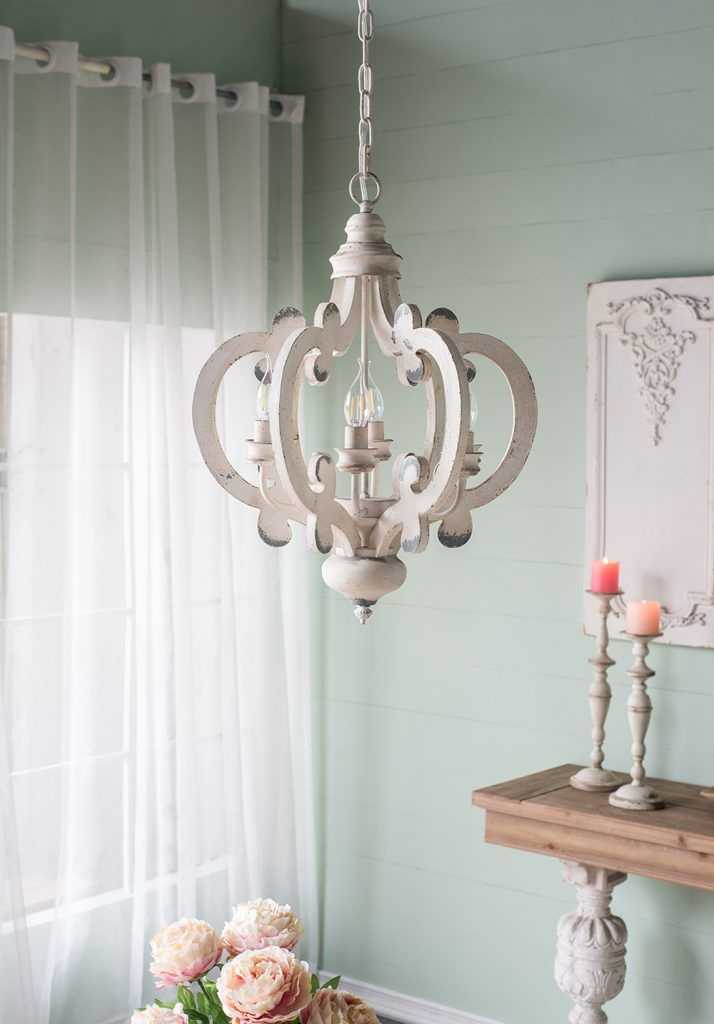 French Country Wood Chandelier, 6-Light Farmhouse Pendant Light Fixture with Adjustable Chain for Kitchen Foyer Hallway Entryway, Bulb Not Included - luxuryhomedecoridea.com