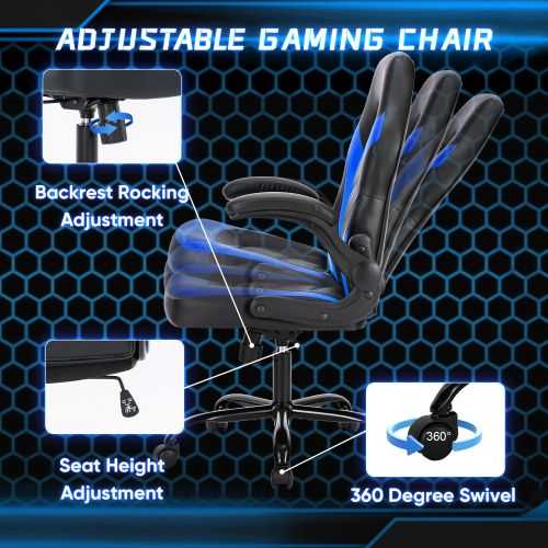 Ergonomic Office Computer Home Gaming Desk Chair Adjustable PU Leather Racing Chair Flip-up Armrest For Christmas Furniture - luxuryhomedecoridea.com