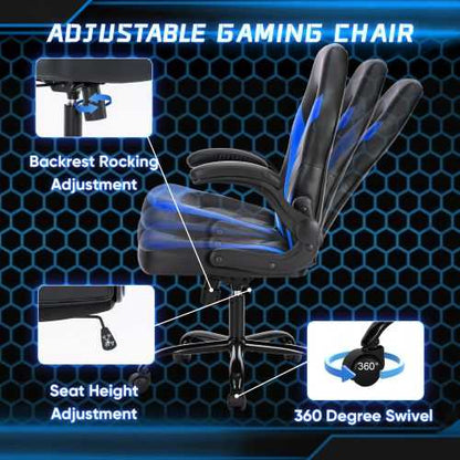 Ergonomic Office Computer Home Gaming Desk Chair Adjustable PU Leather Racing Chair Flip-up Armrest For Christmas Furniture - luxuryhomedecoridea.com