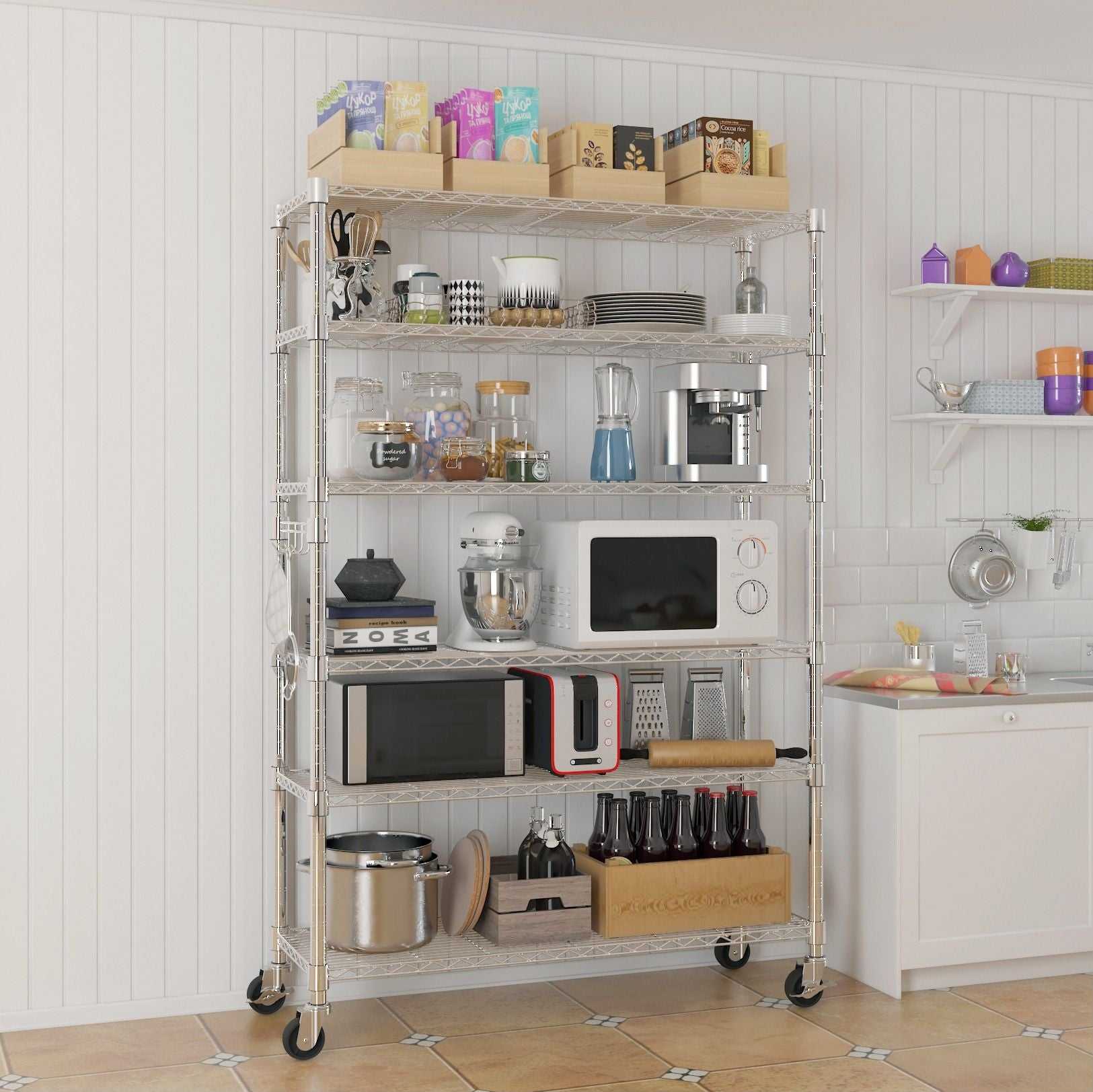 Heavy Duty Metal Storage Rack 6 Tier Removable and Freely Adjustable - luxuryhomedecoridea.com
