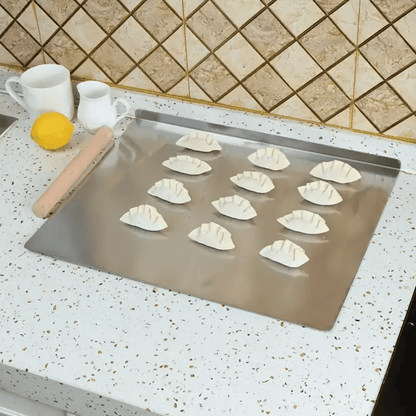 Stainless Steel Cutting Board with Lip for Kitchen Chopping Boards for Countertop Large Metal Cutting Board over Sink Suitable for Meat Fruits Vegetables Bread Noodle and Pizza Bamboo Knives - luxuryhomedecoridea.com