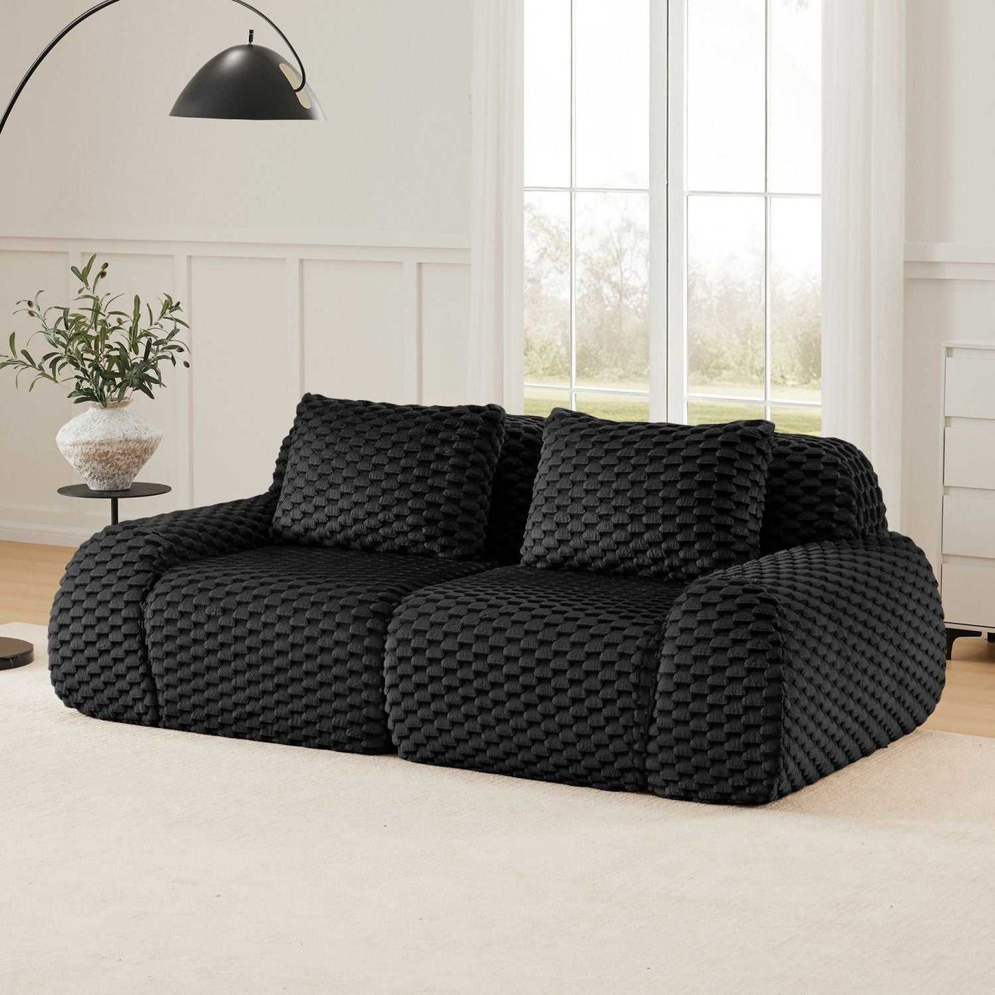 82" Modern Modular Sectional Sofa - Flannelette 2-Seater Couch with Deep Seat - luxuryhomedecoridea.com