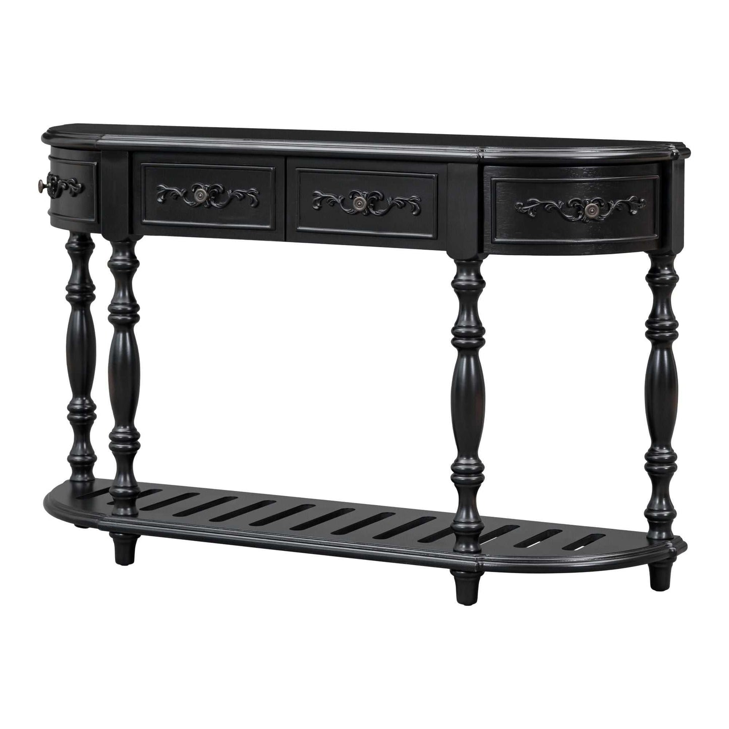 52''Modern and Contemporary Curved Console Table Sofa Table Entryway Table for Hallway Living Room with 4 Drawers and 1 Shelf - luxuryhomedecoridea.com