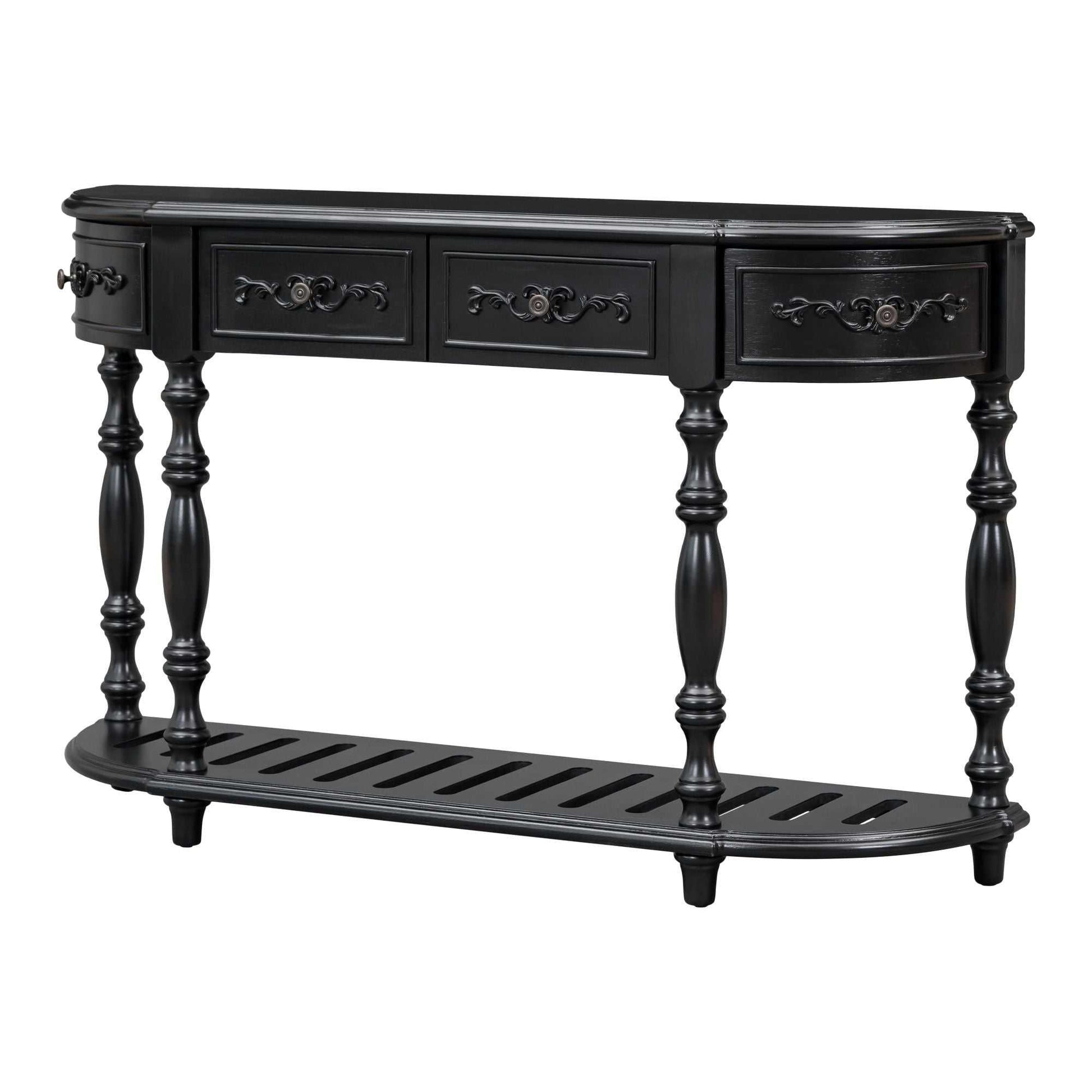 52''Modern and Contemporary Curved Console Table Sofa Table Entryway Table for Hallway Living Room with 4 Drawers and 1 Shelf - luxuryhomedecoridea.com