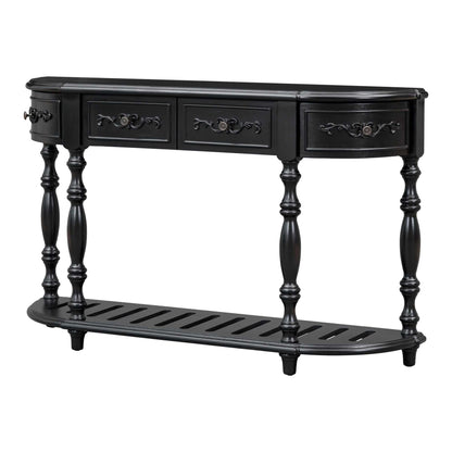 52''Modern and Contemporary Curved Console Table Sofa Table Entryway Table for Hallway Living Room with 4 Drawers and 1 Shelf - luxuryhomedecoridea.com