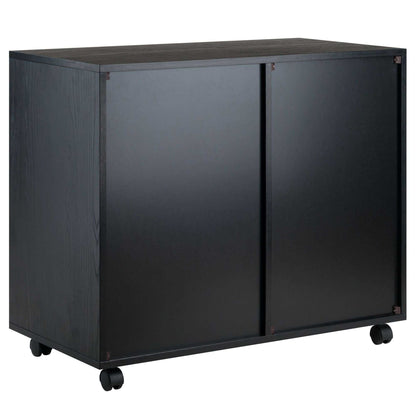 Halifax Wide Storage Cabinet; 5-Drawer; Black - luxuryhomedecoridea.com