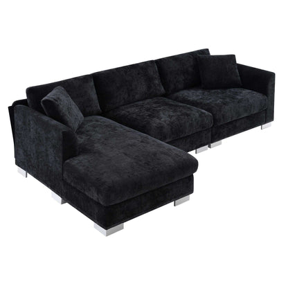 [VIDEO provided][New] 96*56" Modern Cloud Sectional Sofa,L-shaped Luxury Couch Set with 2 Free pillows,4-seat Chenille Indoor Furniture with Oversized Chaise for Living Room,Apartment,Office,3 Colors - luxuryhomedecoridea.com
