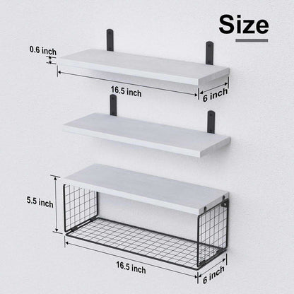 Bathroom Shelf Over Toilet, Floating Bathroom Shelf Wall Mounted with Wire Basket, Floating Shelf for Wall Décor - luxuryhomedecoridea.com