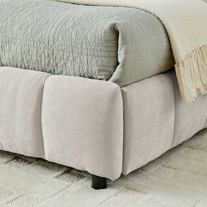 King Size Upholstered Bed ,comfortable upholstered bed frame, Chenille fabric, with headboard and solid bed frame. With drawer for storage.-Beige(88.5''*85.5''*31'') - luxuryhomedecoridea.com