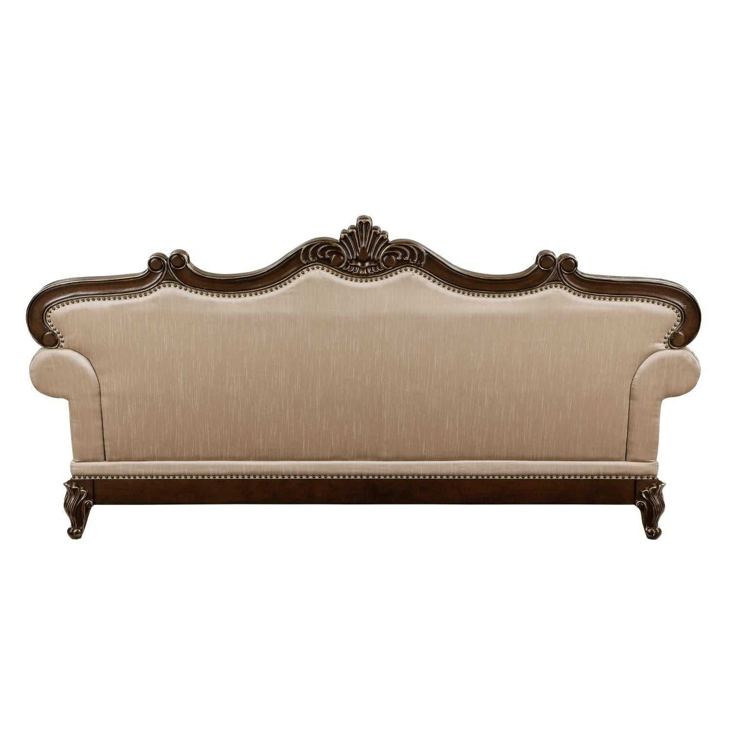 Formal Traditional Luxury Sofa Set 2pc Sofa Loveseat Cherry Finish with Gold Tipping Solid Wood Living Room Furniture - luxuryhomedecoridea.com