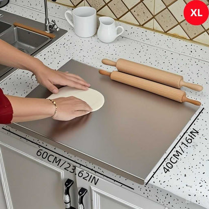 Stainless Steel Cutting Board with Lip for Kitchen Chopping Boards for Countertop Large Metal Cutting Board over Sink Suitable for Meat Fruits Vegetables Bread Noodle and Pizza Bamboo Knives - luxuryhomedecoridea.com
