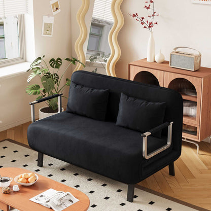 39″ Convertible Chair Bed, Tri-Fold Sofa Bed with Adjustable Backrest & Pillow, Leisure Chaise Lounge Couch with Sturdy Steel Frame for Home & Office, Comfortable Sleeper Chair black - luxuryhomedecoridea.com