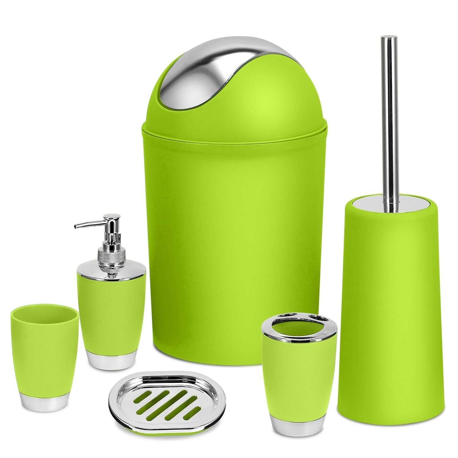 Bathroom Accessories Set 6 Pcs Bathroom Set Ensemble Complete Soap Dispenser Toothbrush Holder - luxuryhomedecoridea.com