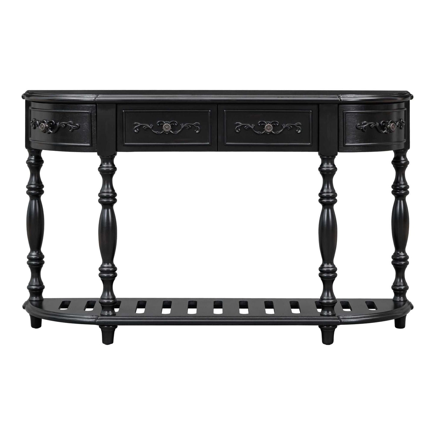 52''Modern and Contemporary Curved Console Table Sofa Table Entryway Table for Hallway Living Room with 4 Drawers and 1 Shelf - luxuryhomedecoridea.com