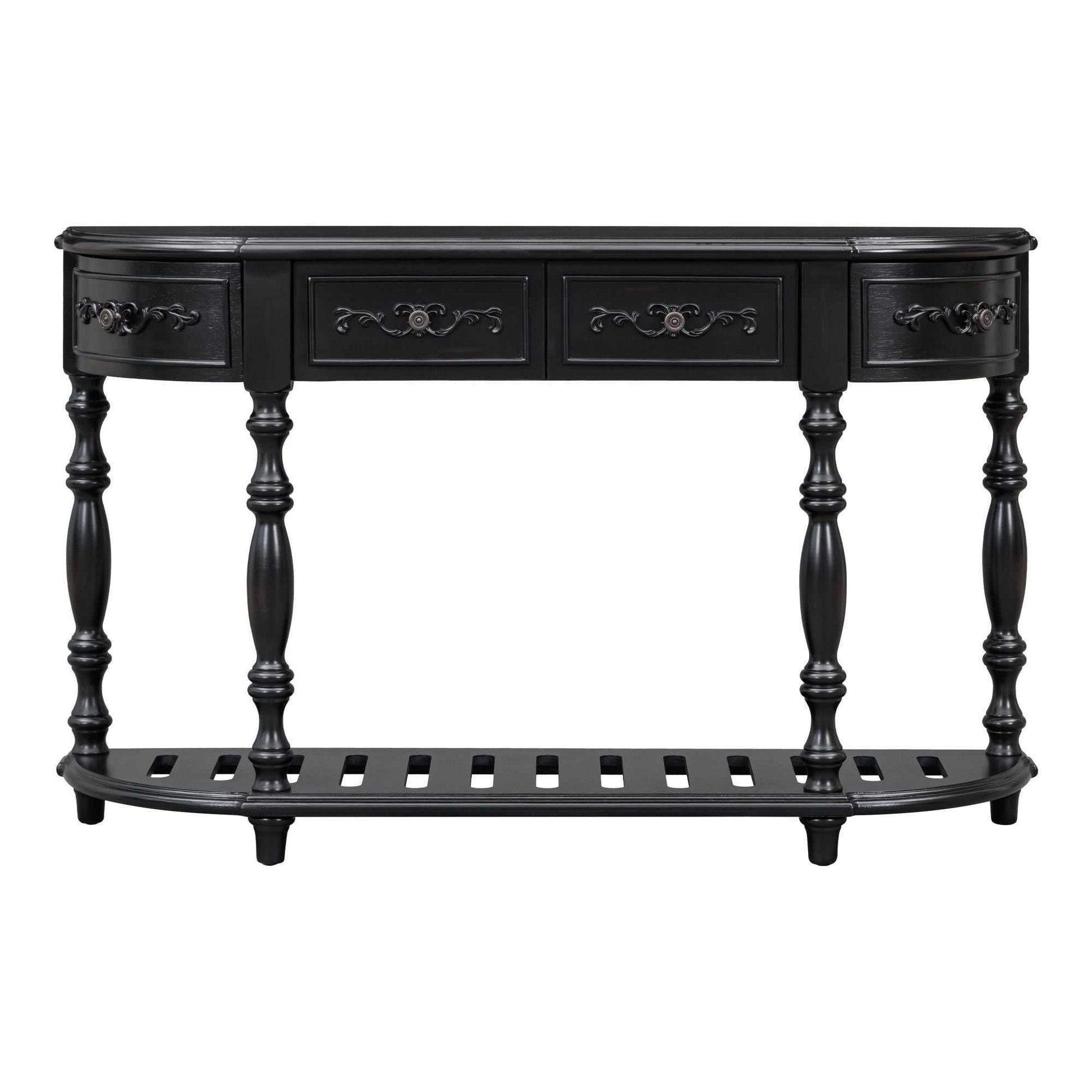 52''Modern and Contemporary Curved Console Table Sofa Table Entryway Table for Hallway Living Room with 4 Drawers and 1 Shelf - luxuryhomedecoridea.com