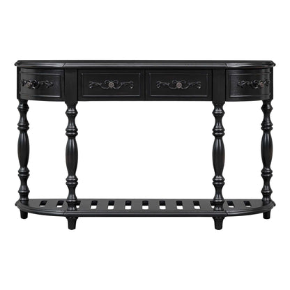 52''Modern and Contemporary Curved Console Table Sofa Table Entryway Table for Hallway Living Room with 4 Drawers and 1 Shelf - luxuryhomedecoridea.com