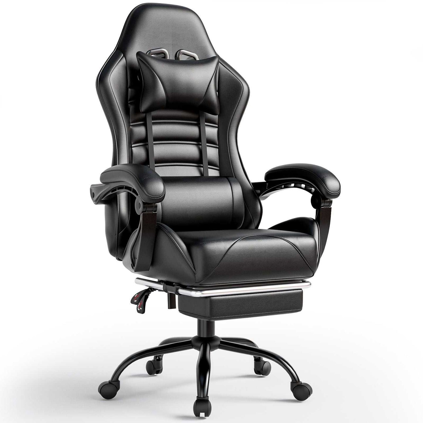 Ergonomic Gaming Chair for Adults, Comfortable Computer Chair for Heavy People, Adjustable Height Office Desk Chair with Wheels, Breathable Leather Video Game Chairs - luxuryhomedecoridea.com