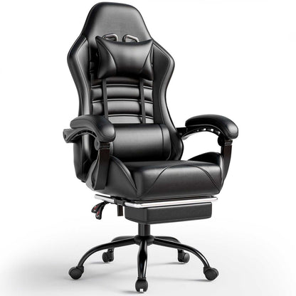 Ergonomic Gaming Chair for Adults, Comfortable Computer Chair for Heavy People, Adjustable Height Office Desk Chair with Wheels, Breathable Leather Video Game Chairs - luxuryhomedecoridea.com