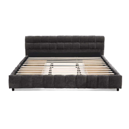 King Size Upholstered Bed ,comfortable upholstered bed frame, Chenille fabric, with headboard and solid bed frame. With drawer for storage.-Dark Gray(88.5''*85.5''*31'') - luxuryhomedecoridea.com