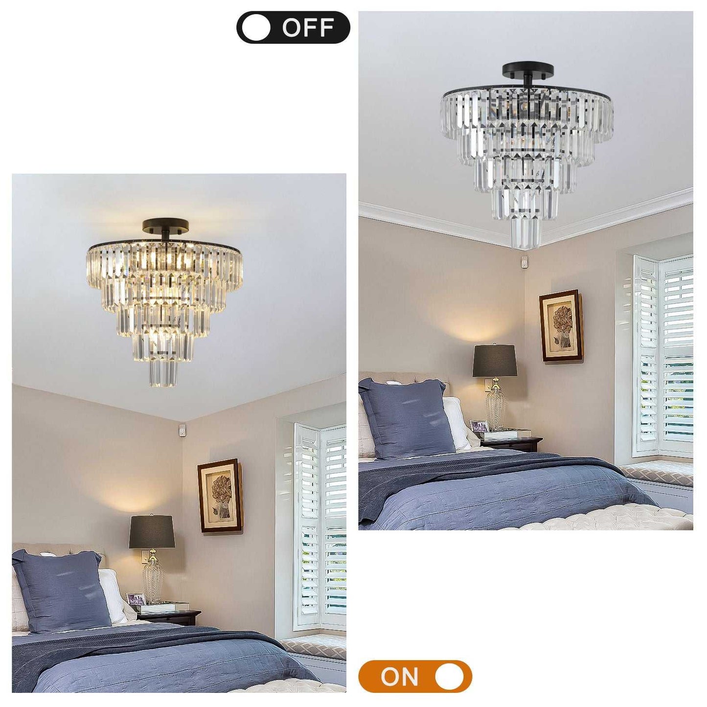(Same as W1340110374/L5011) 20" Black Crystal Chandelier Ceiling Light, Modern Luxury 10-Light Flush Mount Light Fixture, Elegant Home Lighting for Living Room, Dining Room, Bedroom (No Bulbs) - luxuryhomedecoridea.com