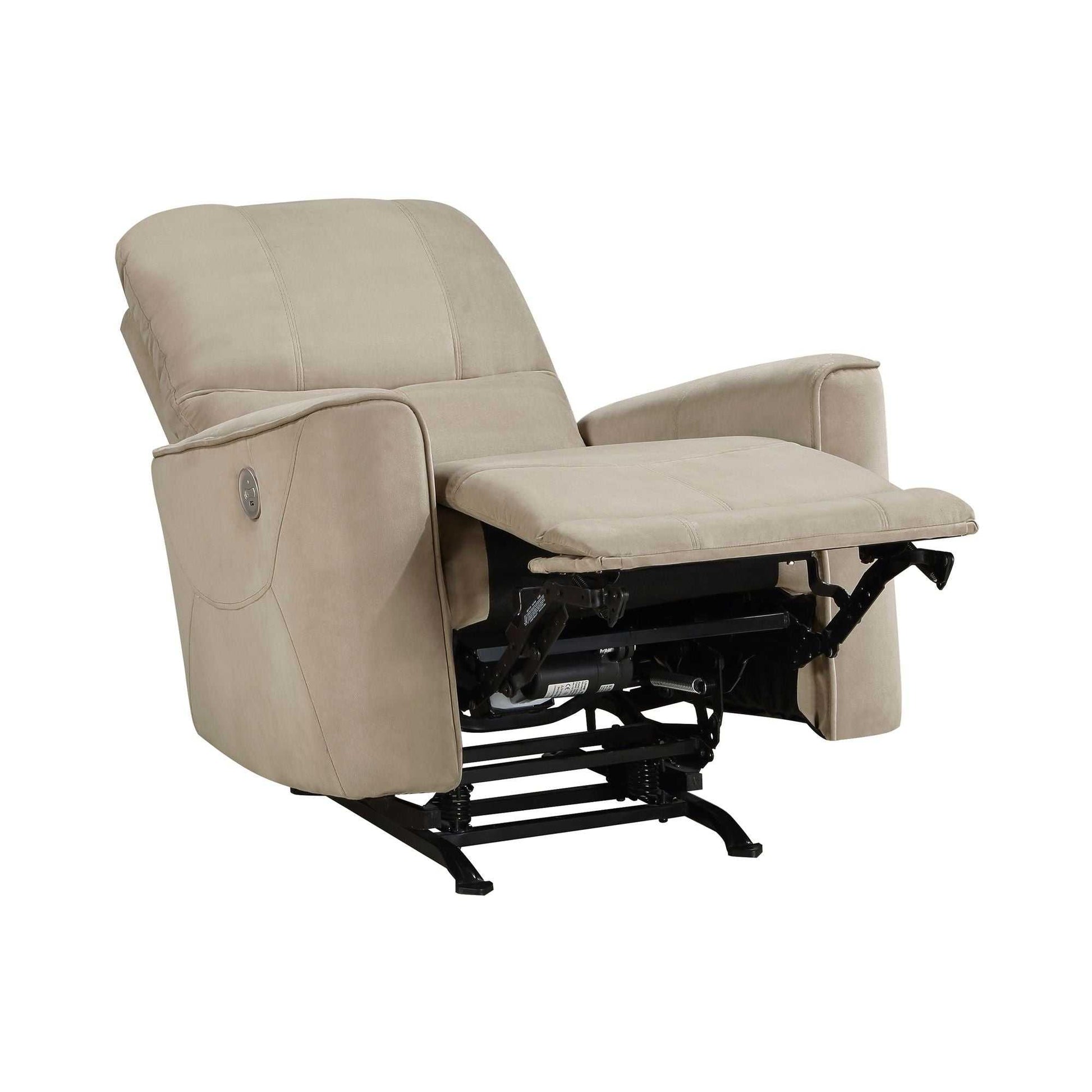 Modern Living Room 1pc Power Rocker Reclining Chair Light Brown Velvet Upholstery Solid Wood Frame Luxury Home Furniture - luxuryhomedecoridea.com
