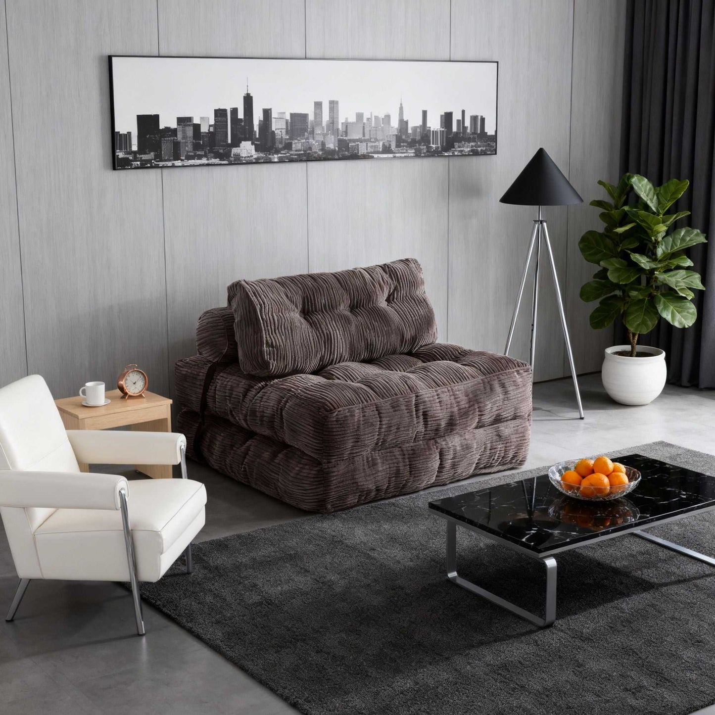 Modern Memory Foam Compressed Sofa Chair,Folding Sofa Bed, Convertible Sleeping Chair With Backrest Support And Soft Corduroy Fabric,Fold Couch Bed With Pillow For Small Spaces - luxuryhomedecoridea.com