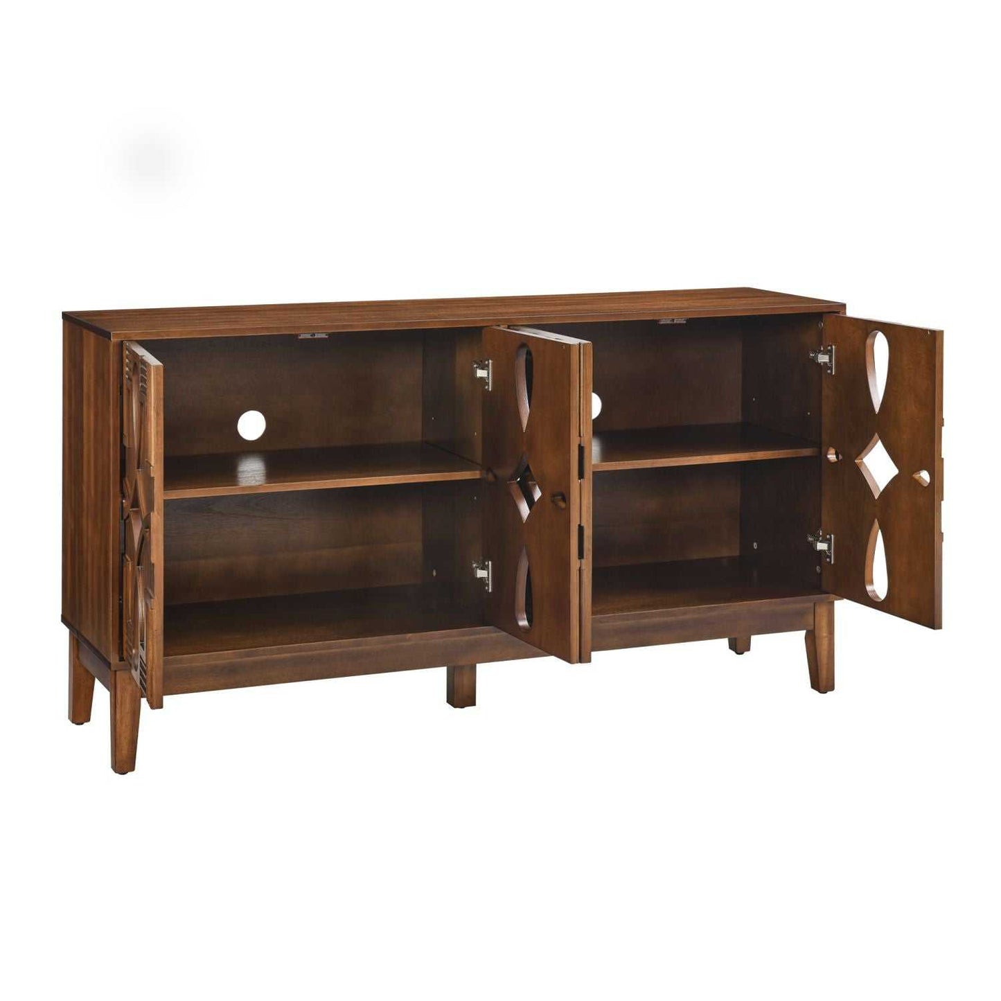 60.5" Mid Century Modern Sideboard Buffet Cabinet with Storage, TV Media Console Table, Storage Cabinet with 4 Doors & Adjustable Shelves for Kitchen Dining Living Room Entryway, Walnut - luxuryhomedecoridea.com