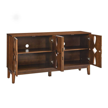 60.5" Mid Century Modern Sideboard Buffet Cabinet with Storage, TV Media Console Table, Storage Cabinet with 4 Doors & Adjustable Shelves for Kitchen Dining Living Room Entryway, Walnut - luxuryhomedecoridea.com