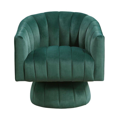 Dark Green Velvet Accent Chair Modern Luxury Living Room Furniture, 1pc Swivel Chair Comfortable Barrel Back - luxuryhomedecoridea.com