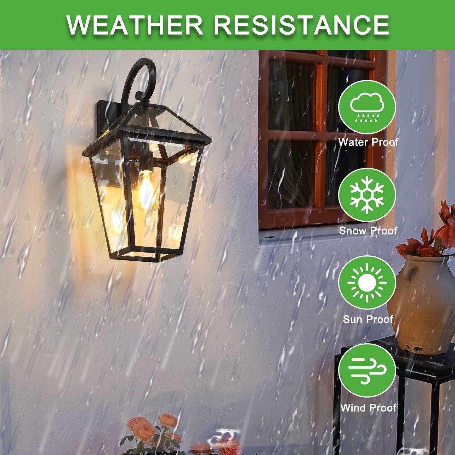 21"(H) 2-Pack Outdoor Wall Lantern Light – Modern Black Metal & Clear Glass Sconce for Porch, Patio, and Garden Lighting (Bulb Not Included) - luxuryhomedecoridea.com