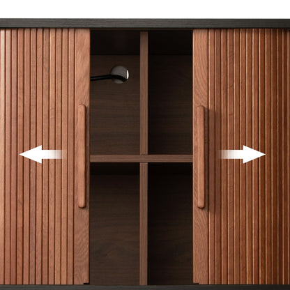 Fralimk Sideboard Buffet Cabinet with Storage, Modern Fluted Storage Cabinet for Dining Room, Tambour Door Console Table for Living Room, Office Storage Cabinet or TV Stand, Accent Sideboard Cabinet - luxuryhomedecoridea.com