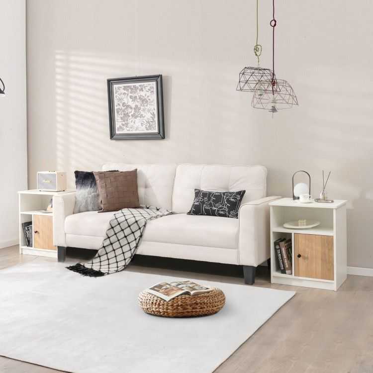 2 Pieces 25 Inch Tall Nightstands with Door and 2 Open Shelves - luxuryhomedecoridea.com