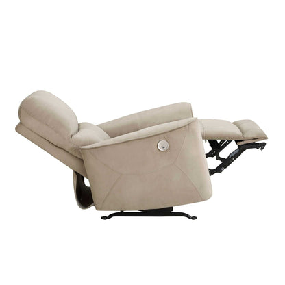 Modern Living Room 1pc Power Rocker Reclining Chair Light Brown Velvet Upholstery Solid Wood Frame Luxury Home Furniture - luxuryhomedecoridea.com