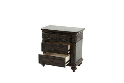 Traditional Antique Walnut 1pc Nightstand Bedroom Furniture Cherry Veneer 2-Drawers Hanging Pull Bedside Table - luxuryhomedecoridea.com