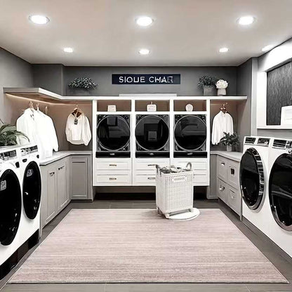 Collapsible Laundry Basket with Wheels, Medium-Large White Ceramic Look Hamper with Faux Leather Handles, Portable and Durable Clothes Storage Bin for Bathroom, Balcony, and Home Organization - luxuryhomedecoridea.com