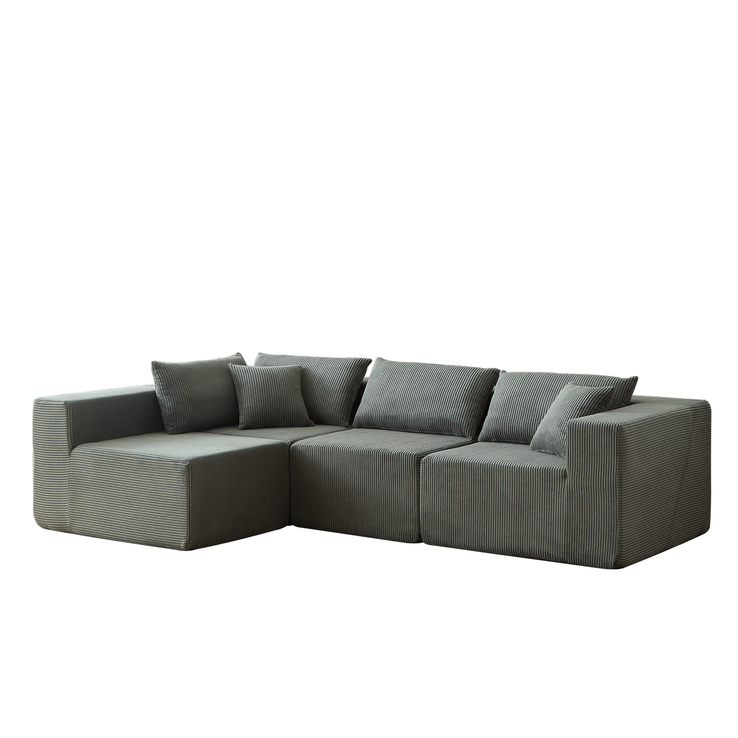 104-Inch Corduroy Modular L Shaped Sectional Sofa,Luxury Floor Couch Set,Upholstered Indoor Furniture,Foam-Filled Compressed Sofa for Living Room,Bedroom,4 PC Free Combination - luxuryhomedecoridea.com