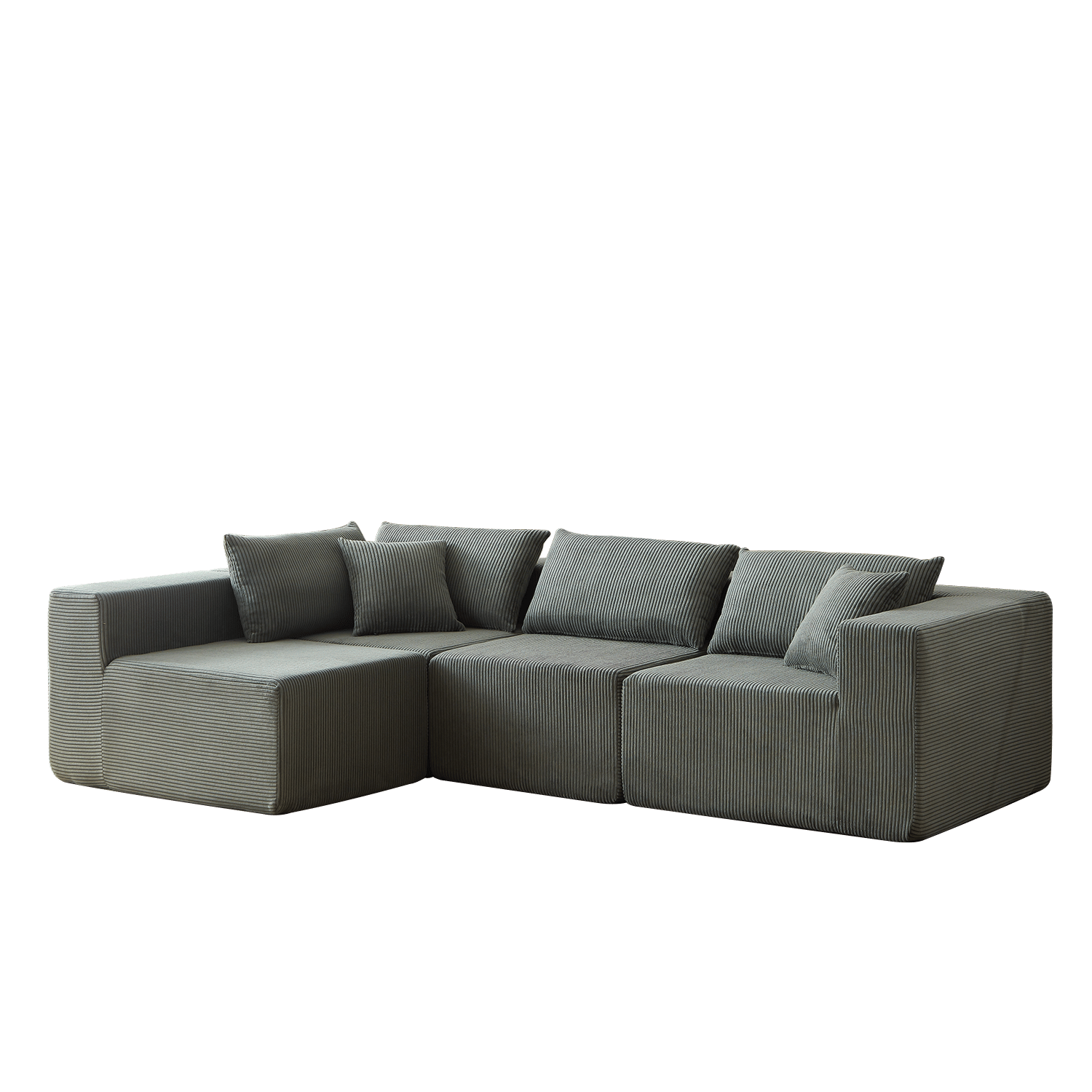 104-Inch Corduroy Modular L Shaped Sectional Sofa,Luxury Floor Couch Set,Upholstered Indoor Furniture,Foam-Filled Compressed Sofa for Living Room,Bedroom,4 PC Free Combination - luxuryhomedecoridea.com