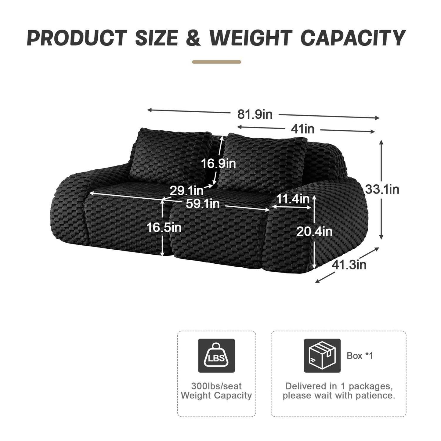 82" Modern Modular Sectional Sofa - Flannelette 2-Seater Couch with Deep Seat - luxuryhomedecoridea.com