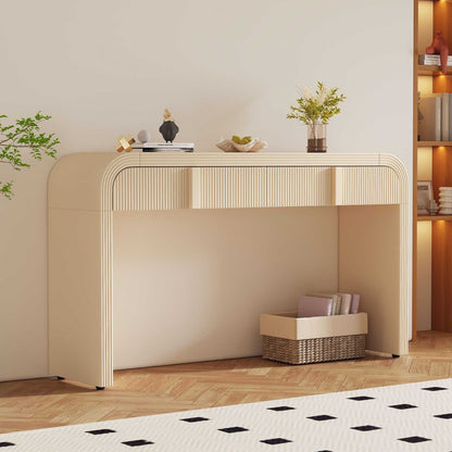 Unique Modern Rounded Silhouette and Smooth Surface Console Table with 2 Drawers for Living Room and Entryway - luxuryhomedecoridea.com